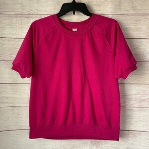 Just Be Pink Casual Short Sleeve Sweatshirt Size Large